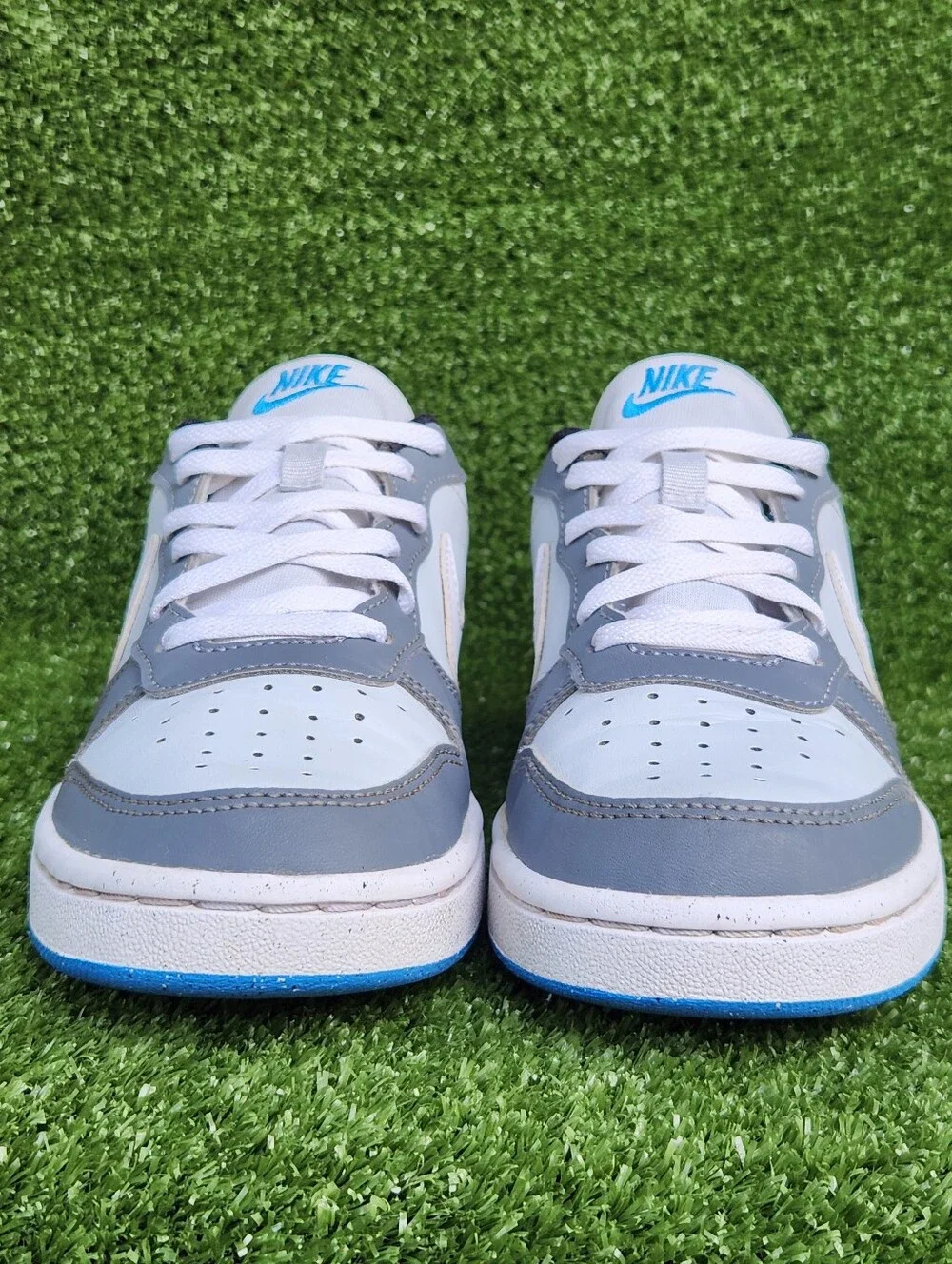 Nike Court Borough Low Big Girls Kids Gray/White Leather Size 5 Youth Sneakers